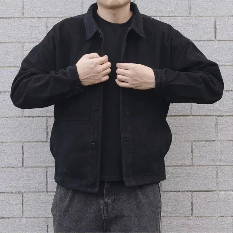 Men's Denim Work Jacket Long Sleeve Autumn Winter Outdoor Welding Site Wear Resistant Casual Style Cotton Youth Fashion