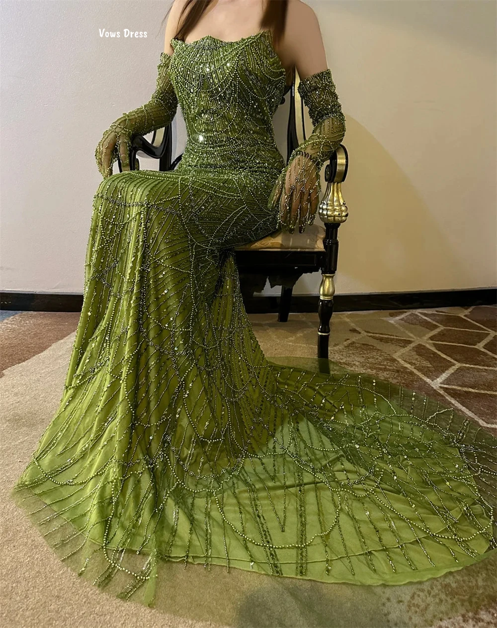 

Vows Fish Tail Бальное платье на заказ Свадебное вечернее платье Женские зеленые платья с кисточками Гала-элегантные платья для выпускного вечера 2025 Вечеринка