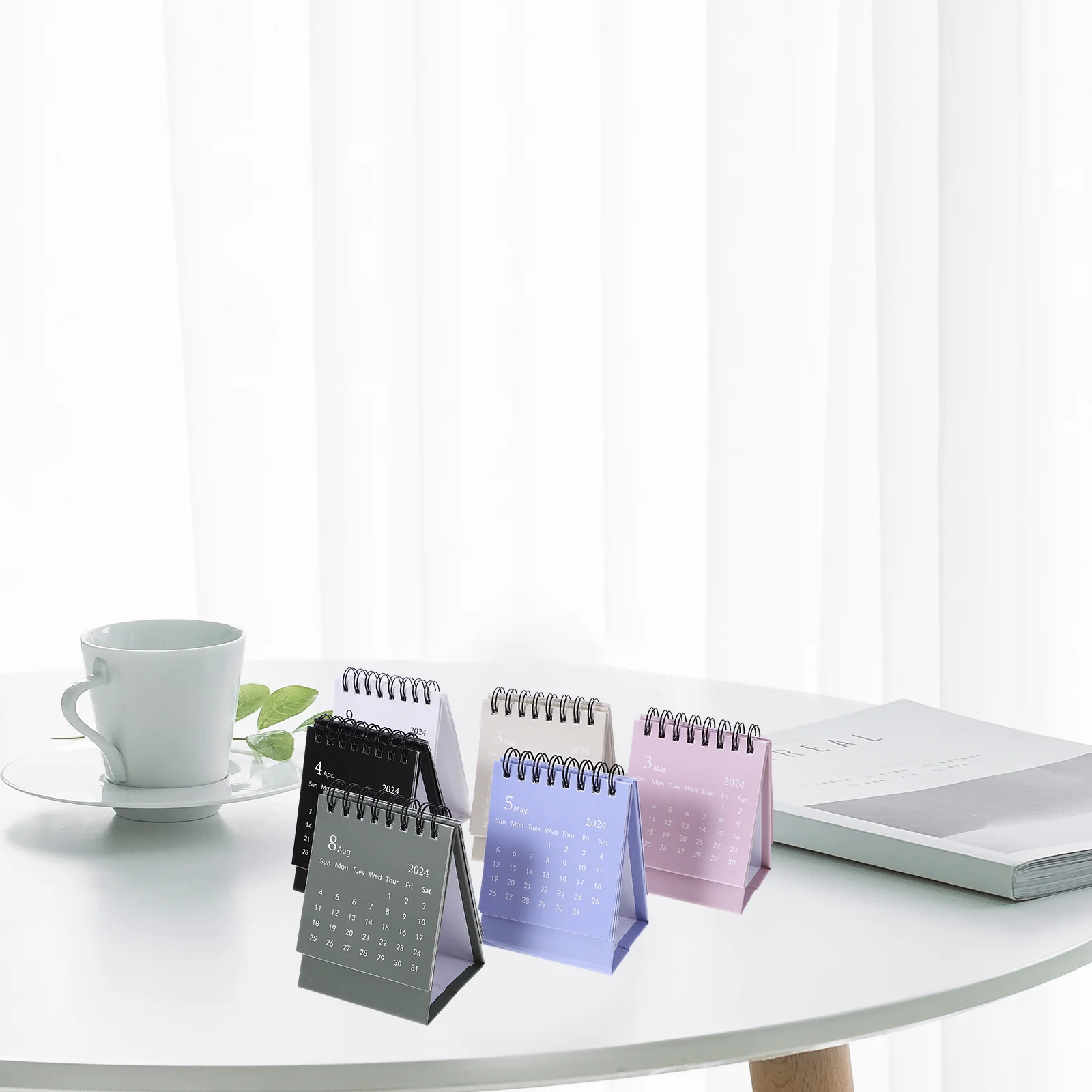 

6Pcs Mini Desk Calendar 2024 Spiral Binding Home Office Decorative Monthly Planner Schedule Organizer Countdown Reminder