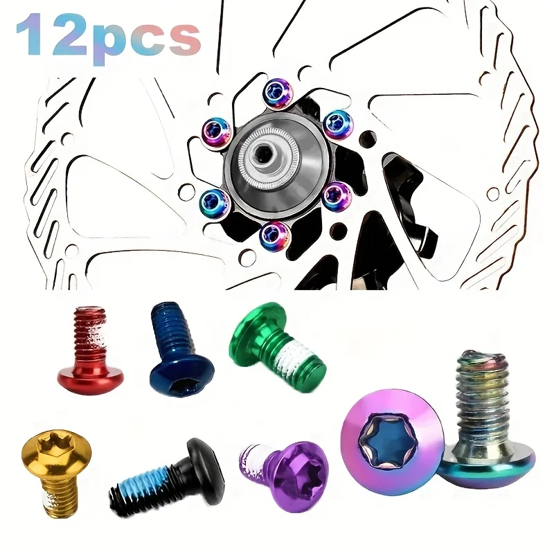 

12pcs Bicycle Disc Brake Rotor T25 Bolts alloy steel T25 M5x12mm alloy steel Steel For MTB Road Bike Fixing Screws Colorful Part