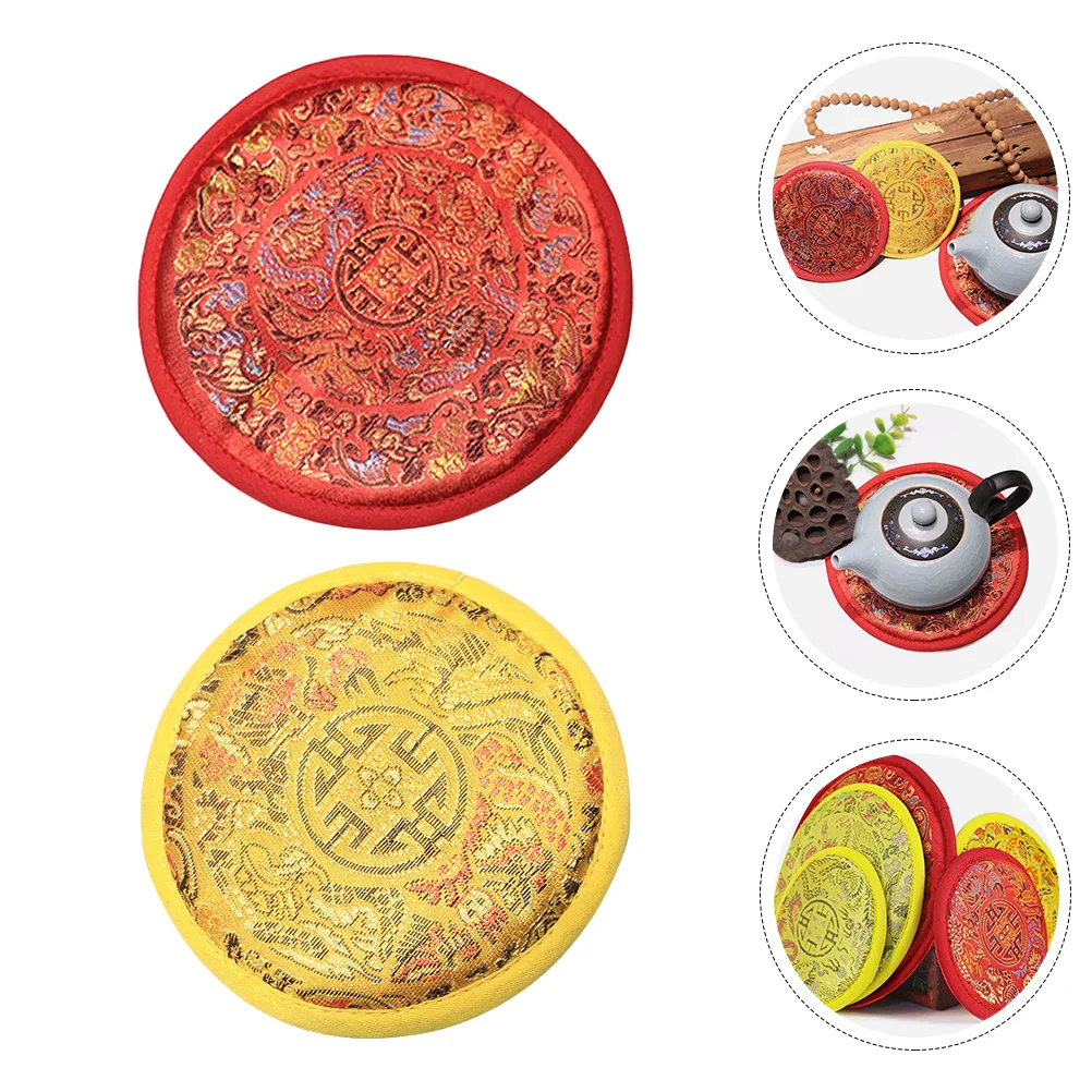 2 Pcs Manual Dish Rack Buddha Sound Bowl Cushion Decorative Holder Cloth Protective Singing Mat