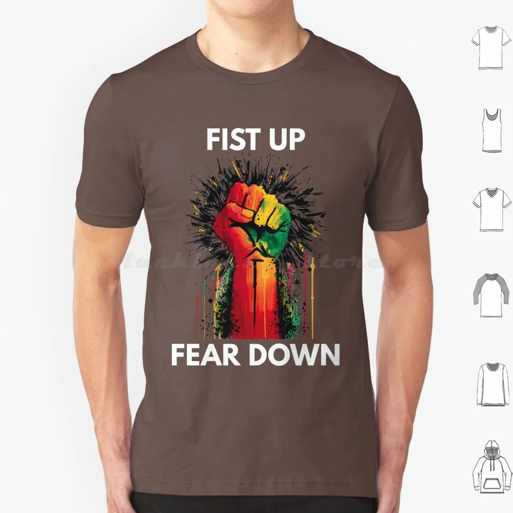 Poing vers le haut, peur vers le bas Vs2 t-shirt 6xl coton Cool t-shirt puissance dans la force de l'unité dans la solidarité se lève et résister au cours sur la peur
