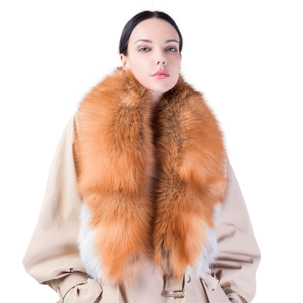 Real Fox Fur Whole skin collar woman coat winter warm Parker down jacket cotton coat hat scarf Accessories fox fur neck warmth