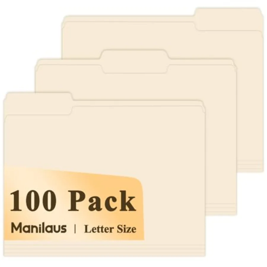 

Manila Folders 8.5 x 11 1/3 Cut File Folders Letter Size Manilla File Folders 8.5 x 11 Pack of 100 Paper Folders for Documents,
