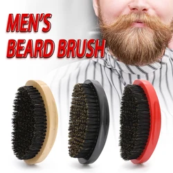 Cepillo Barba-Brosse à Barbe Ondulée pour Homme, Peigne Courbé à 360 Vagues, Couronne en Poils de Sanglier, Outils de Rasage en Bois