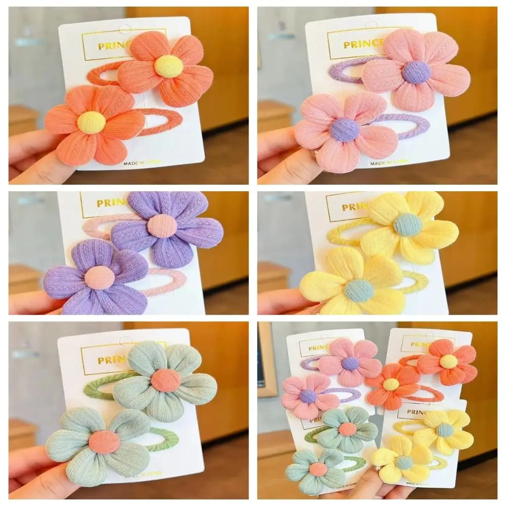 

Lovely Candy Color Flower Bb Clip Headwear Hair Accessories Fabric Hairpin Headdress Ornament Sweet Barrettes Kids