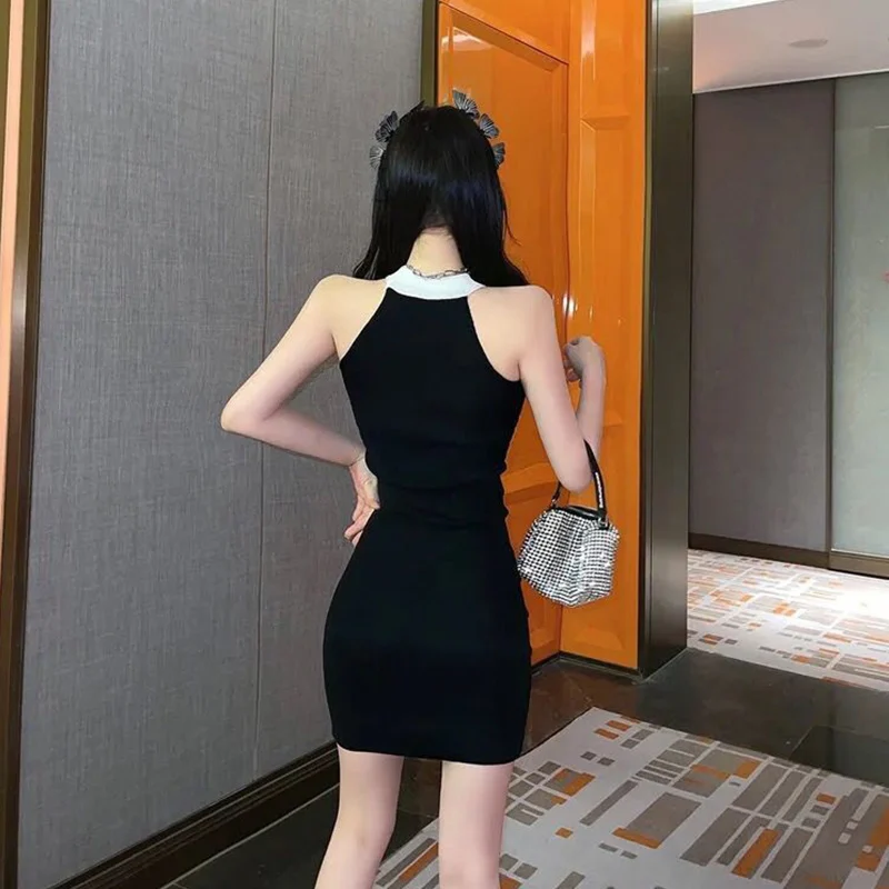 الربيع الصيف ملابس حريمي مزاجه فستان مثير السيدات موضة الرسن الحياكة زلة فستان المرأة أزرار الاتجاه Bodycon فستان