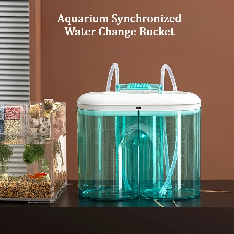 Electric Aquarium Water Changer Pump Fish Tank Cleaning Tool，Fish Tank Water Change Bucket Synchronous Water Changer