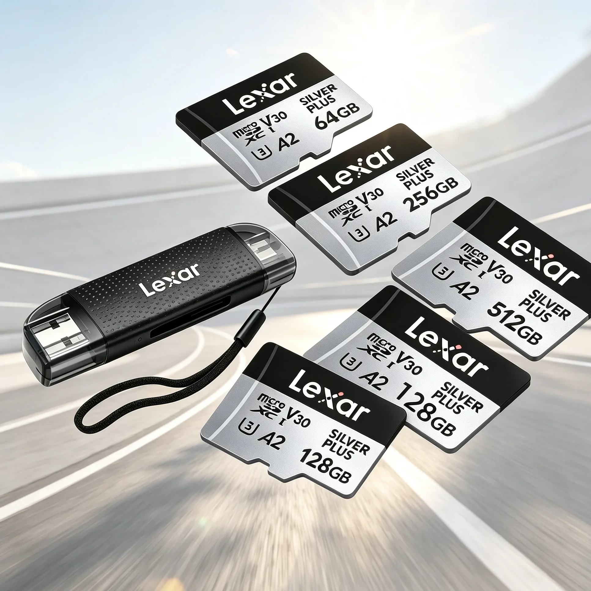 Micro SD Card for GoPro Hero 12 V30 A2 4K 205MB/s 64GB 128GB 256GB 512GB 1TB Lexar TF Card with USB 3.2 Card Reader Bundle