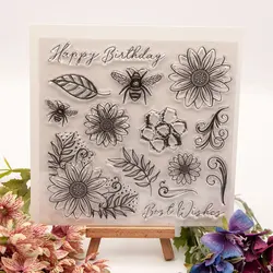 New Arrivals Flowers and bees Clear Stamps Seal for DIY Scrapbooking Card Rubber Stamp Making Photo Album Handemade Crafts