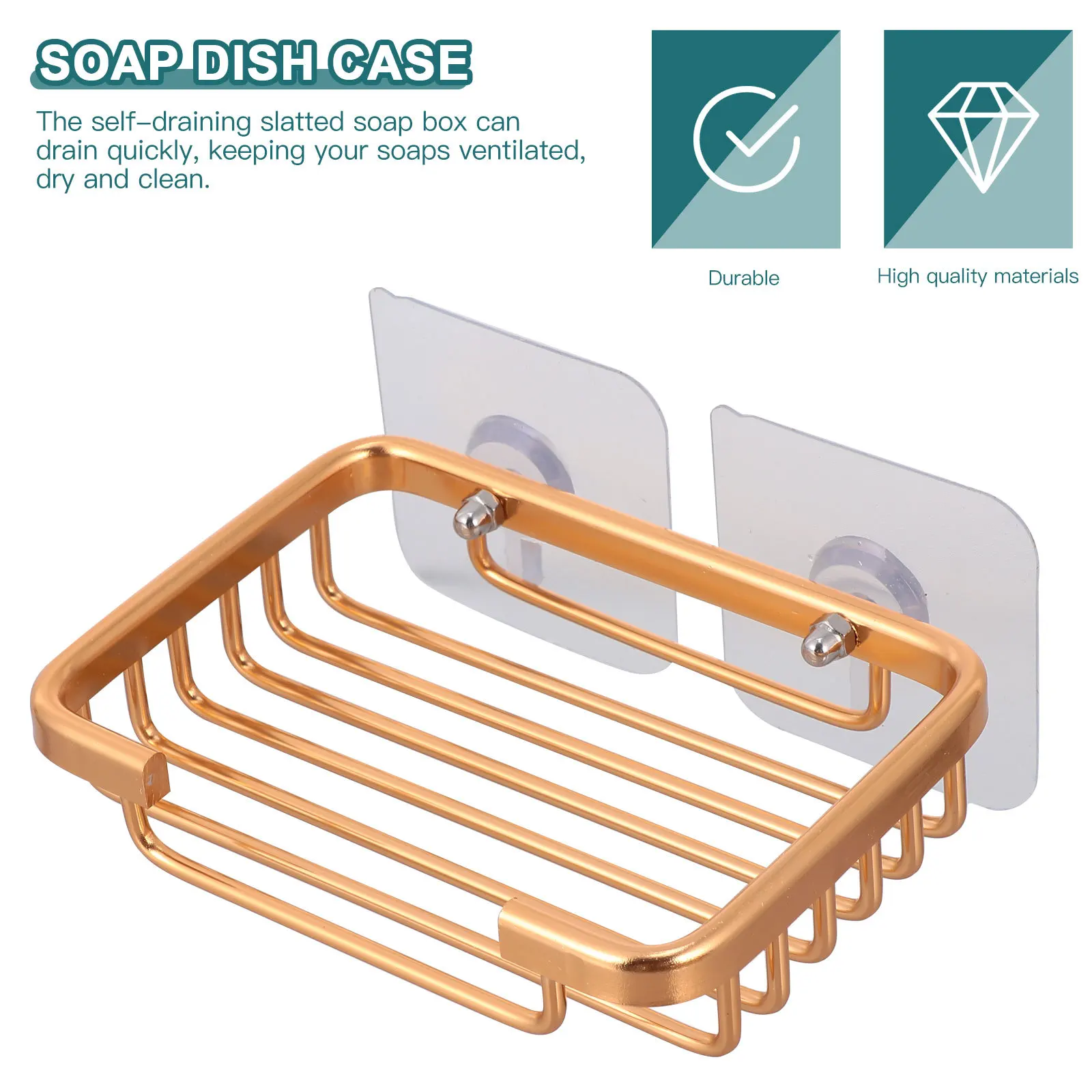 

1Set Wall Mounted Aluminium Soap Dish Holder Shower Bar Soap Saver Self Draining Rust Resistant Bathroom Organizer Rack