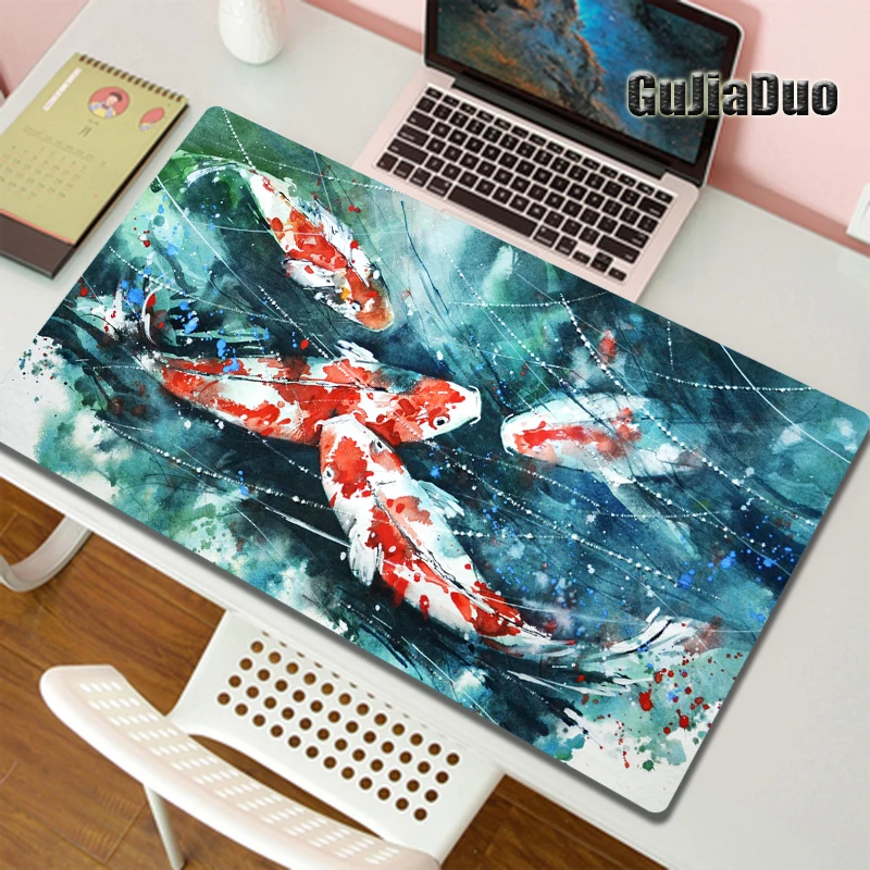 

GuJiaDuo Goldfish Art Pattern Mouse Pad Notebook Keyboard Desk Mat Gaming Accessories Kawaii Gamer Table Pad Lockedge Mousepad
