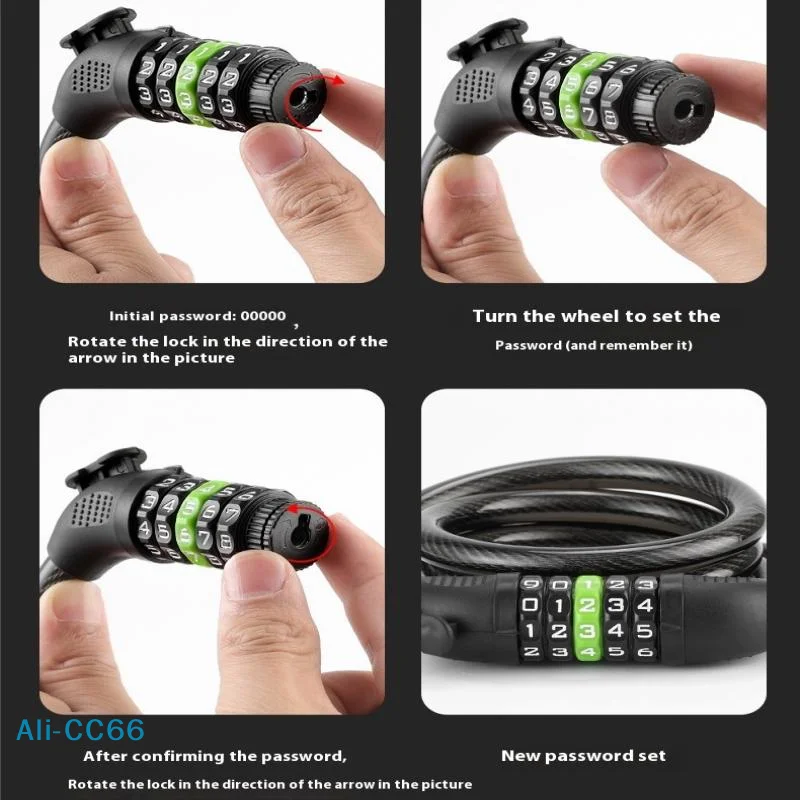 5-Digit Combination Bike Lock, Anti-Theft Password Cable Lock with Bracket, Thickened Long Steel Wire for Mountain Bicycle
