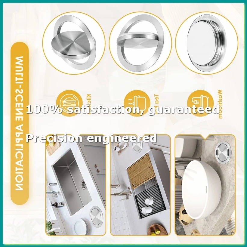 Stainless Steel Garbage Flap Lid Trash Bin Cover Flush Built-in Balance Swing Flap Garbage Lid for Kitchen Counter Top D-A07G