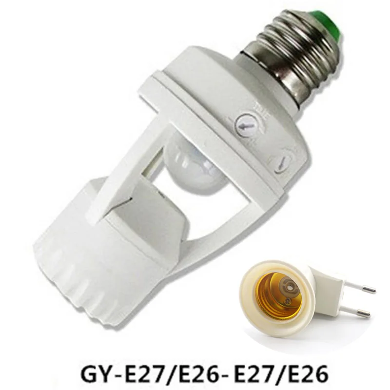 Czujnik ruchu na podczerwień E27 wtyczka zasilania podstawa do lampy LED Adapter gniazda uchwyt przełącznik światła żarówki 110V-240V PIR indukcji a1