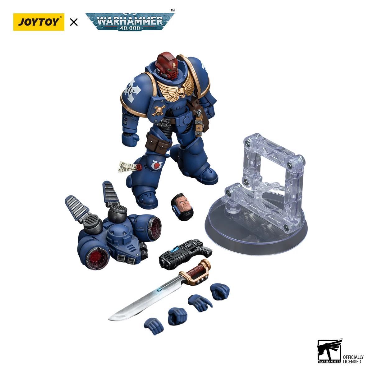 JOYTOY Warhammer 40K 1/18 figurka Ultramarines Jump Pack Intercessors figurki Anime zabawki Model