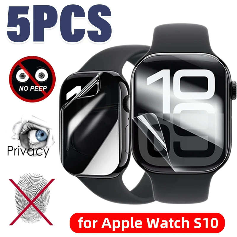 5-1PCS Screen Protectors for Apple Watch S10 Anti-Peeping Ultra-Thin Anti-scratch Hydrogel Films for Apple Watch S10 42mm 46mm