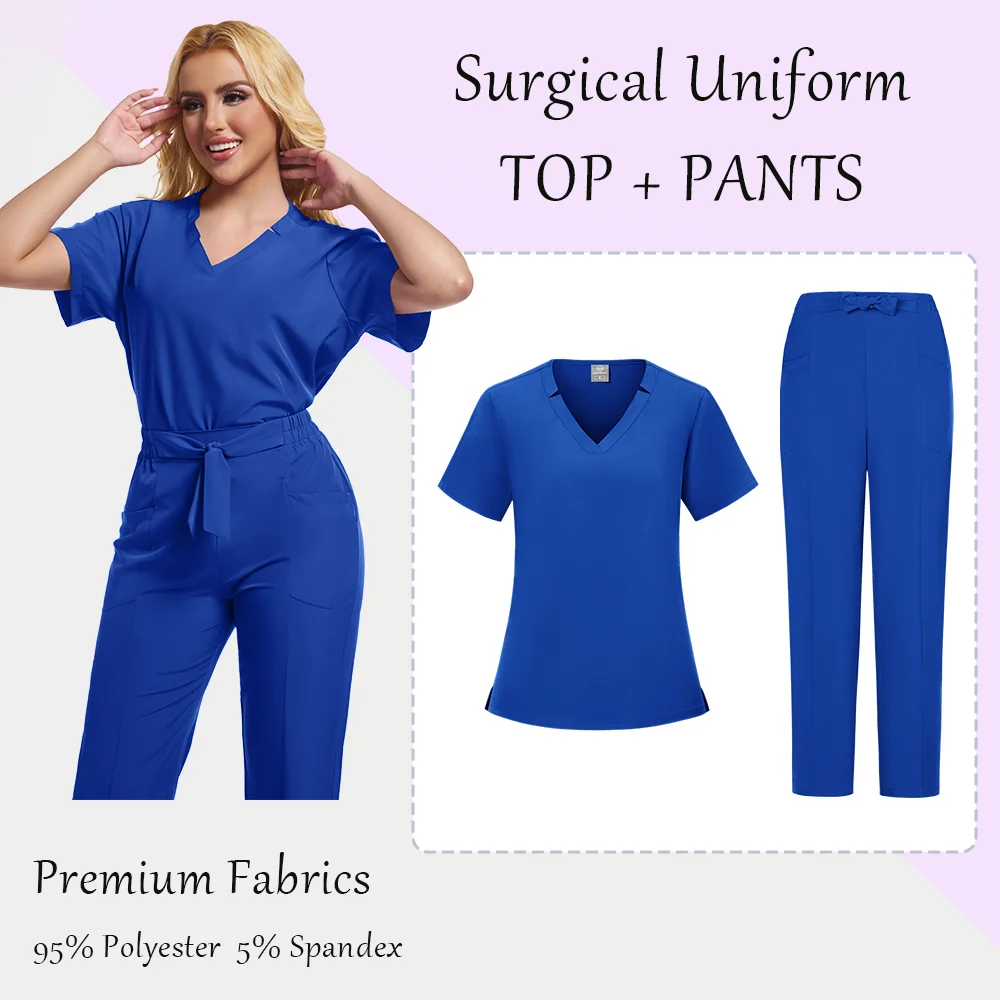 Unisex Medical Uniforms Men Women Nursing Clothes Beauty Costume Nurse Scrubs Sets Doctor Dentist Workwear Clinical Tops Pants