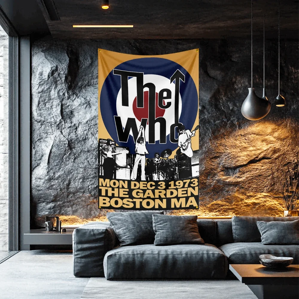 the who Tribute Band Flag  Polyester Decorative Banner For Garage Wall Decor Rocker Gift