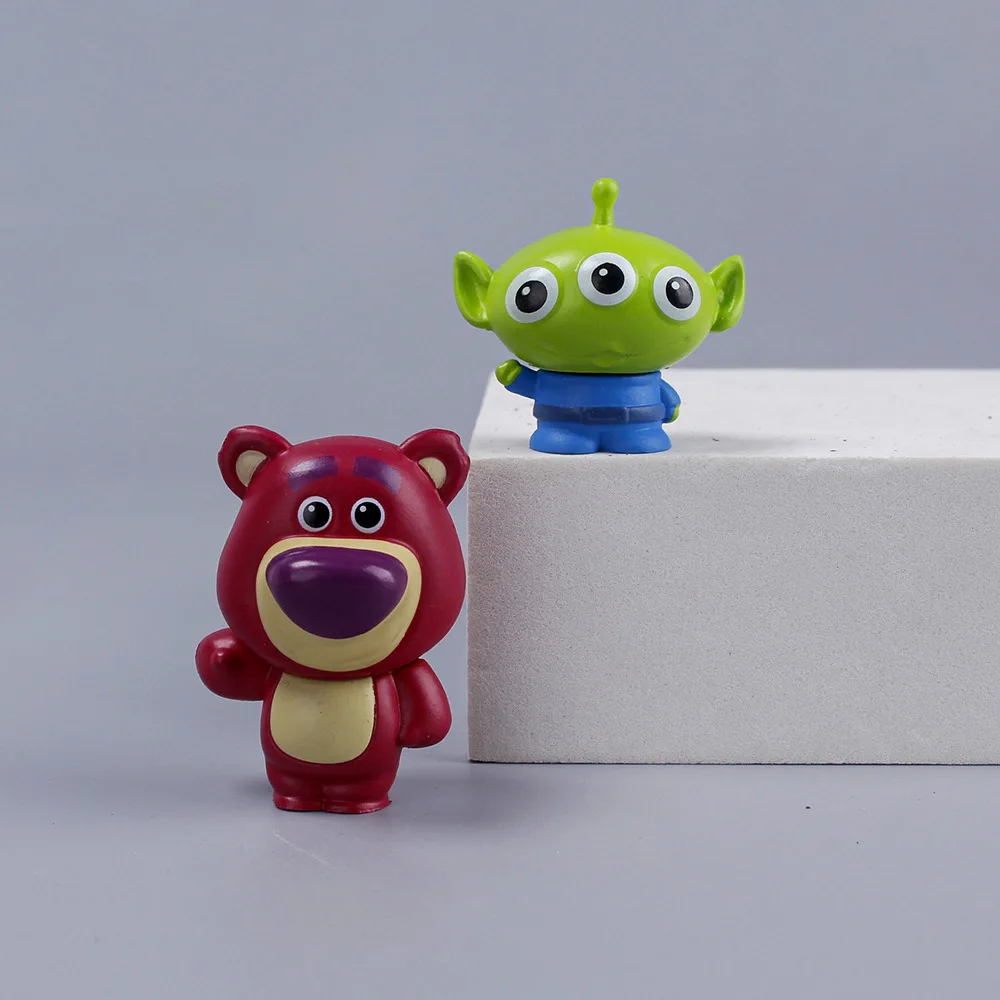 8PCS Disneyed Toy Story Anime DIY Doll Accessor Action Figure Toys Buzz Lightyear Cartoon Model Dolls Car Cake Decor Kids Gift