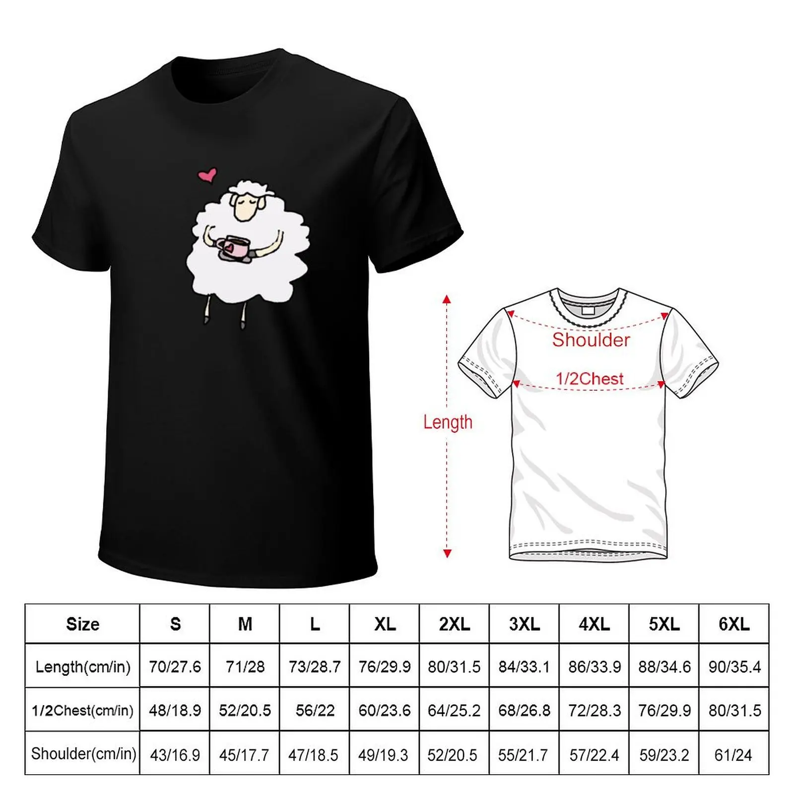 Sleepy sheep holding a cup of coffee T-Shirt Plus Size Workout Short Sleeve Top
