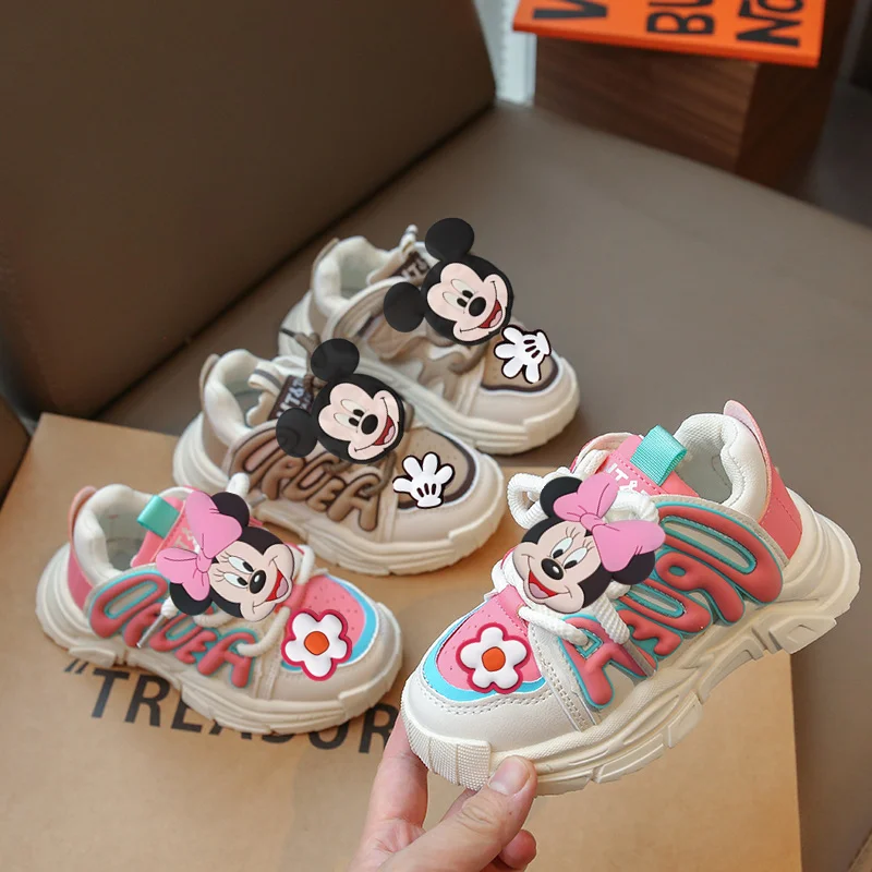 

Disney Mickey Mouse Spring & Fall New Kids Sneakers Girls Casual Shoes Boys Toddler Shoes Cartoon minnie Student Running Shoes