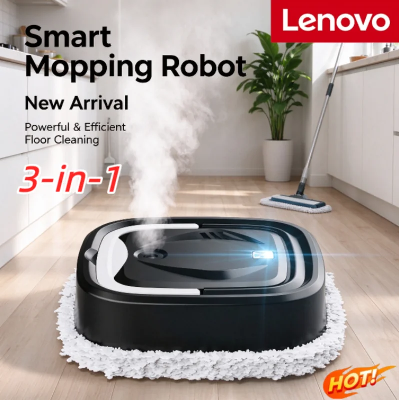 Lenovo Robot Mopping Machine 3-in-1 Floor Cleaner with Spray Humidifier Dry Wet Use USB Intelligent Home Cleaning Tool New 2027
