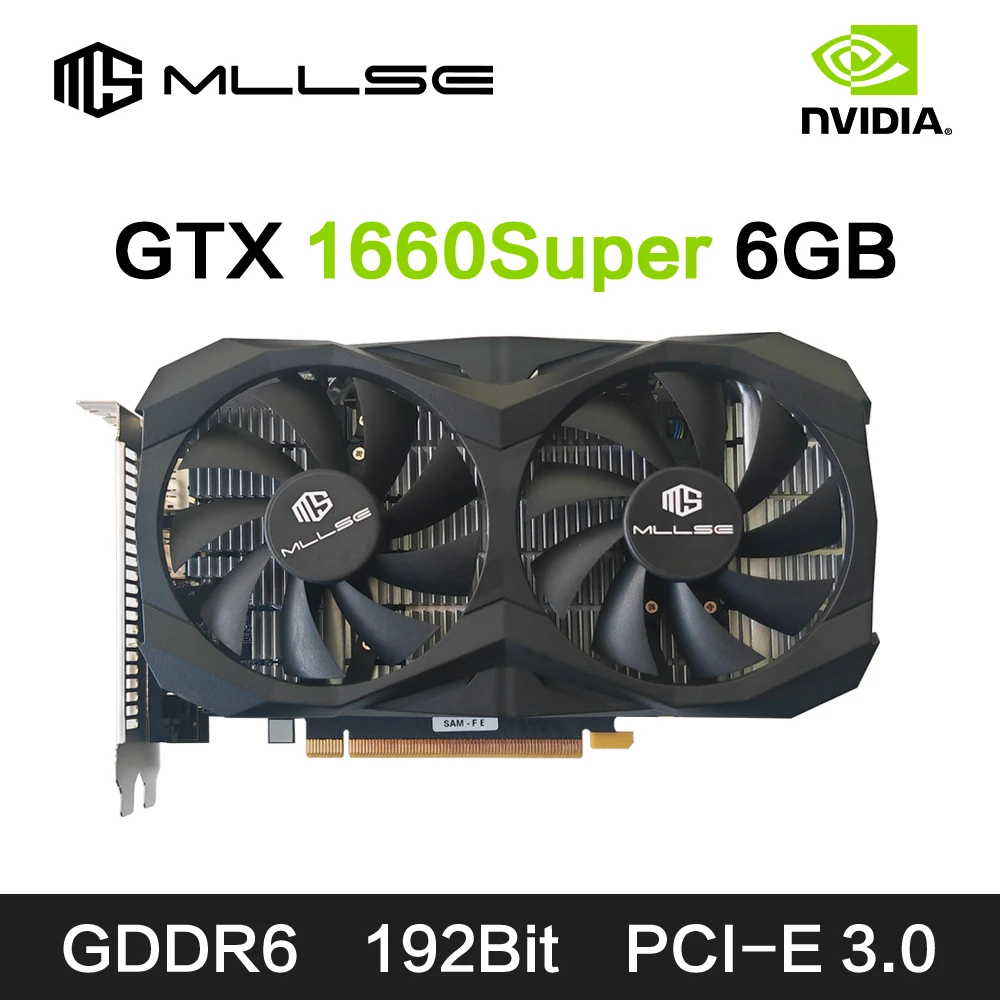 بطاقة رسومات MLLSE GTX 1660 Super 6GB GDDR6 192 بت PCI-E 3.0 × 16 8Pin NVIDIA GPU Gtx 1660 بطاقة فيديو ألعاب فائقة Placa De Vide