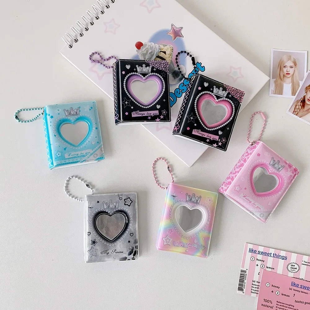 

Mini Crown Love Heart Korean Photocard Holder PVC Card Cover Keychain Pendant ID Photo Photocard Frame Idol Photo Card