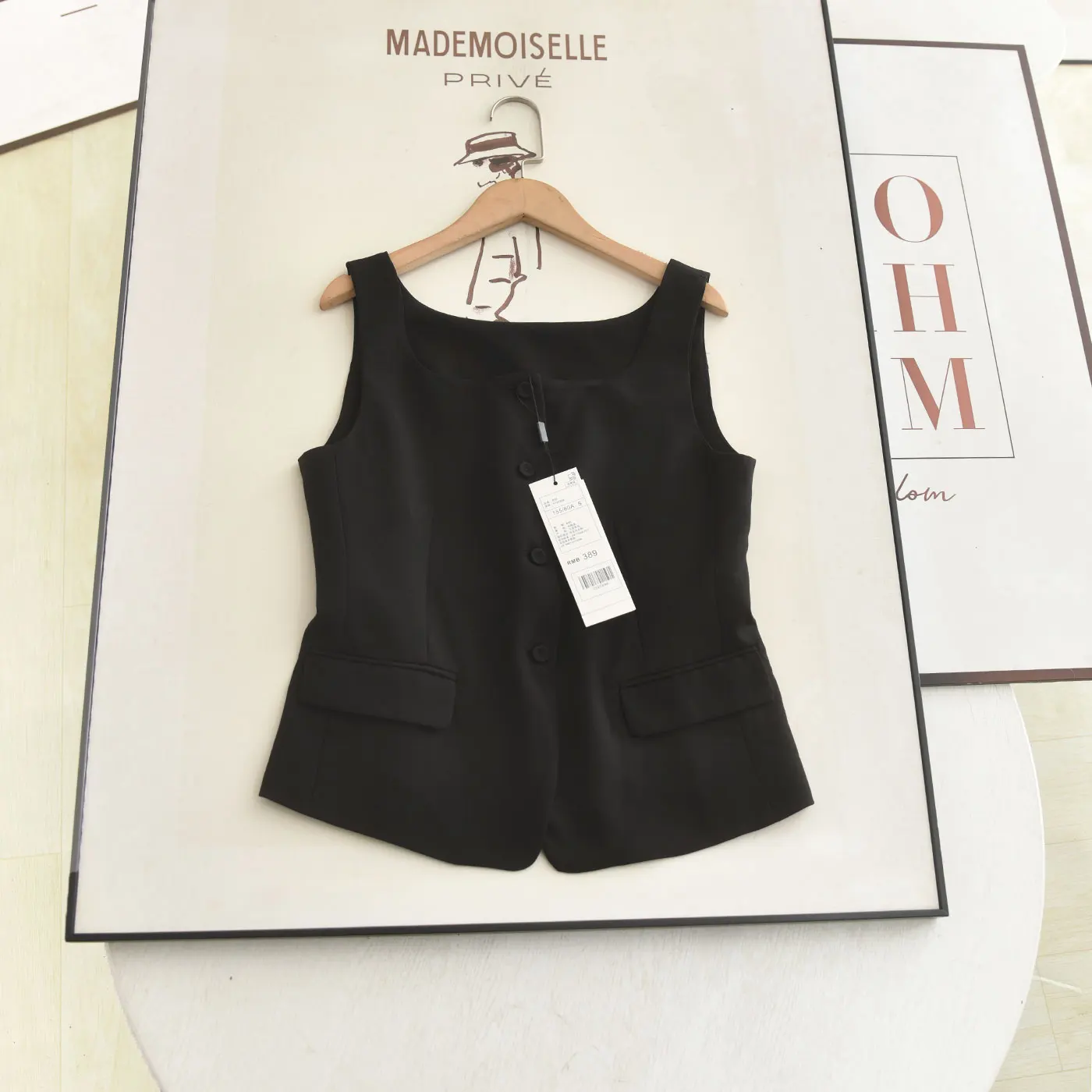 

Bla Single-Button Square-Ne Slimming Versatile mat Sle Spring 2026 Women's Suit Jaet Tank Top Faionable