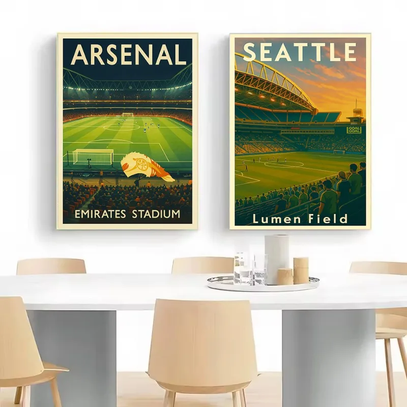 Frameless Retro Famous Football Field Arsenal Emirates Stadium Sports Venue Poster Canvas Painting Wall Art Pictures Home