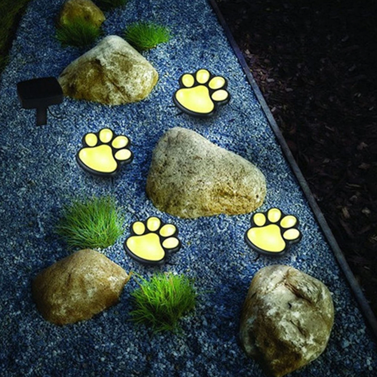 Paw Print Solar Lights 4 in 1 Waterproof Solar Outdoor Lights LED Solar Dog Paw Print Decor Lamp for Patio Lawn Yard Pathway