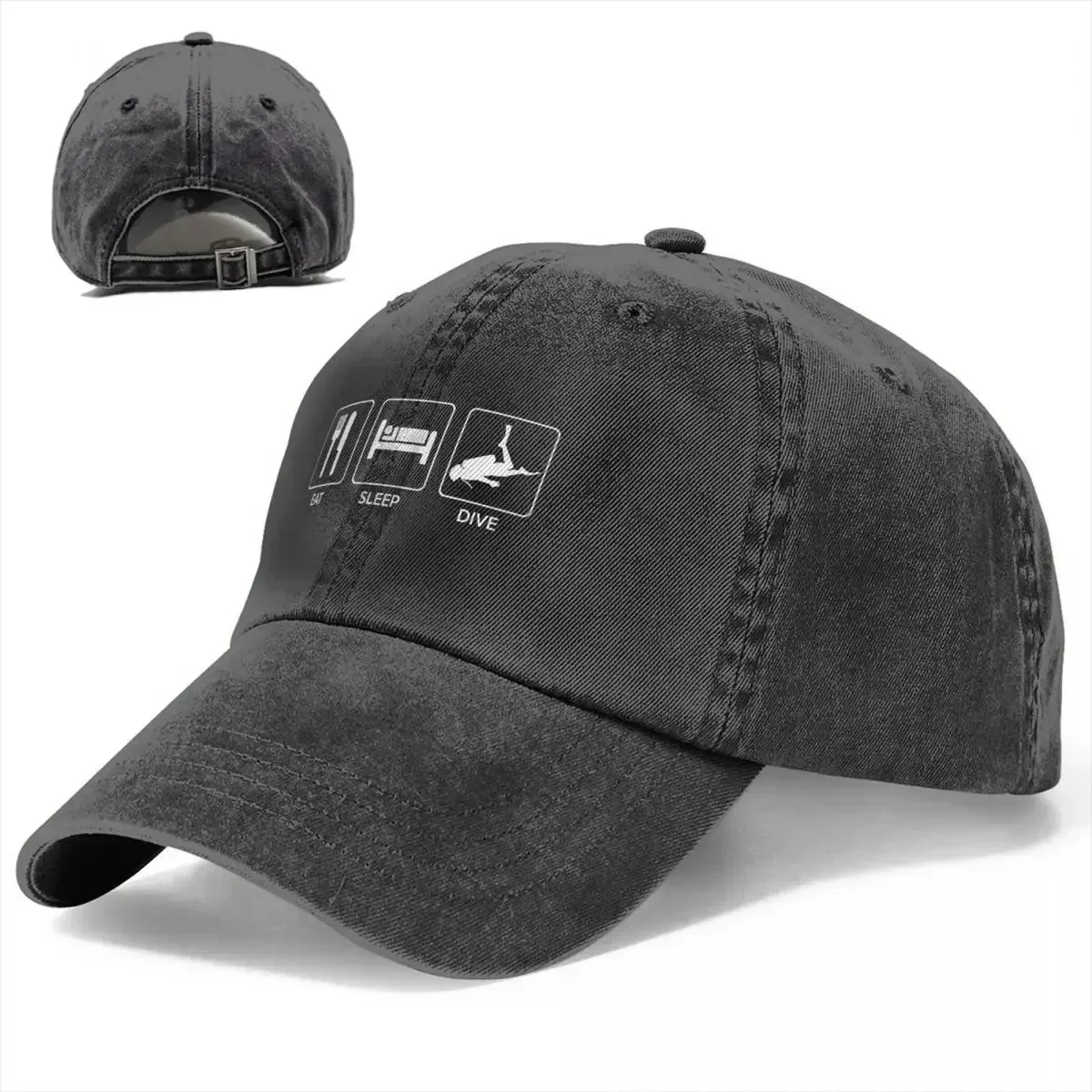 New Vintage Eat Sleep Scuba Dive Divers Baseball Cap for Men Women Distressed Washed Sun Cap Outdoor Workouts Adjustable Hats Ca