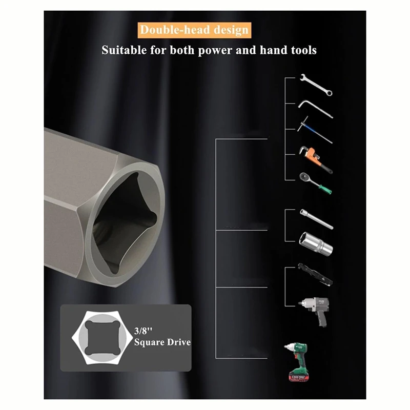 TOP 15 Piece Double Head Screw Extractor Set,Easy Out Bolt Remover Kit, 3/8Inch Drive Hex Head Multi-Spline