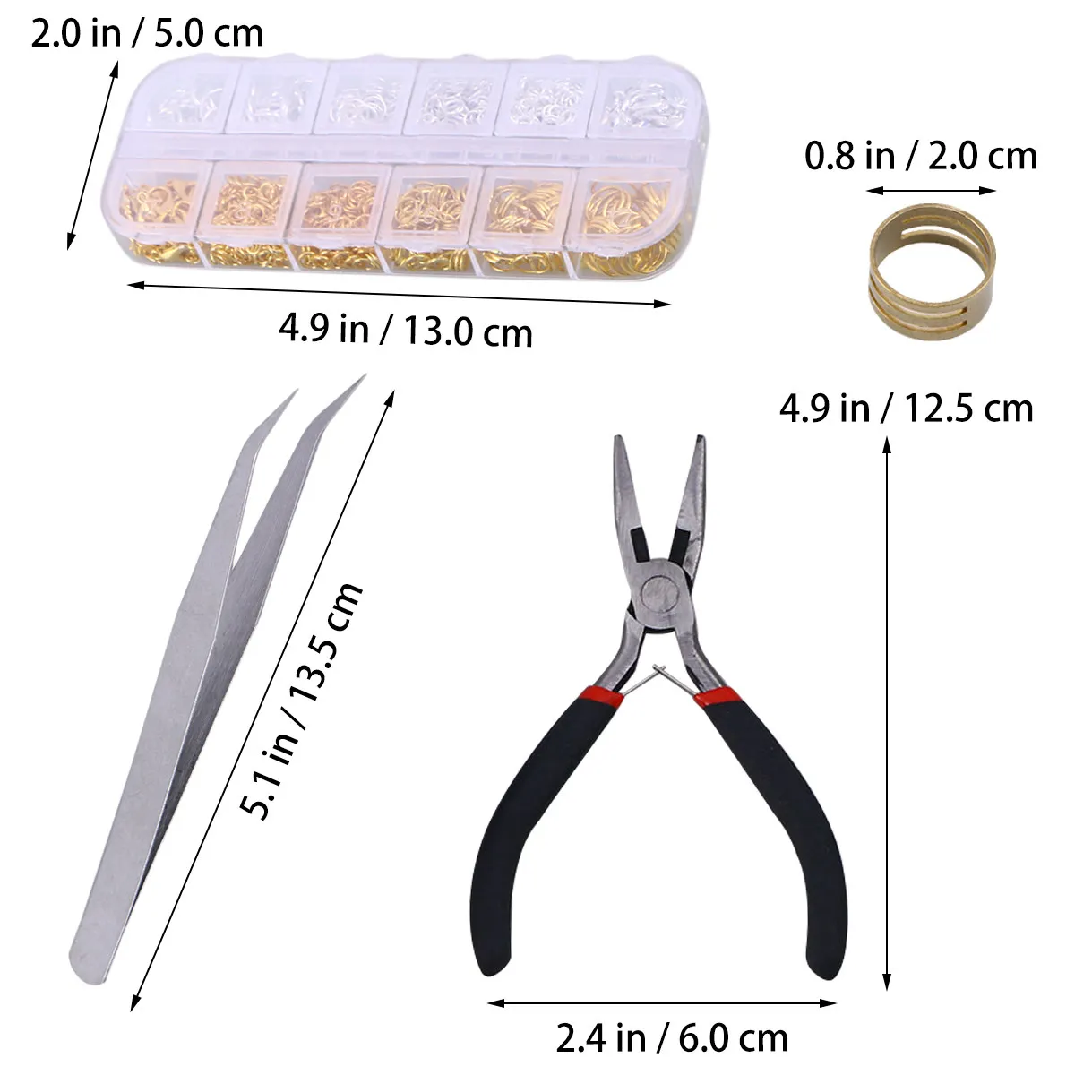1200Pcs Jewelry Accessories Combination Set Gold Silver Open Jump Rings Lobster Clasps Eye Needles Various Sizes DIY Earring - view 5