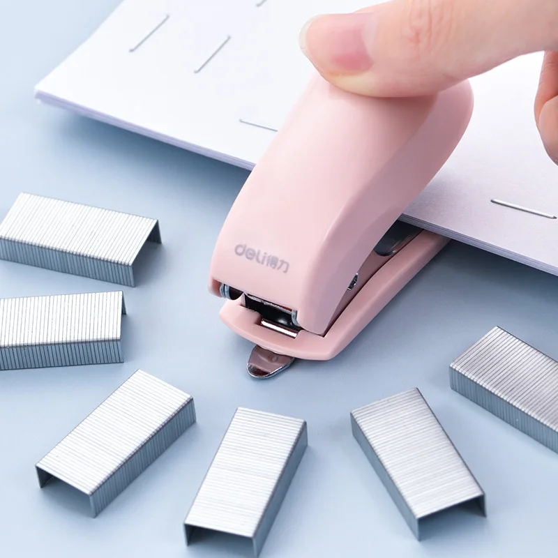 MOHAMM 1pc Cute Macaron Color Mini Stapler for Student Stationery Combo Set Convenient Small Nail Booking