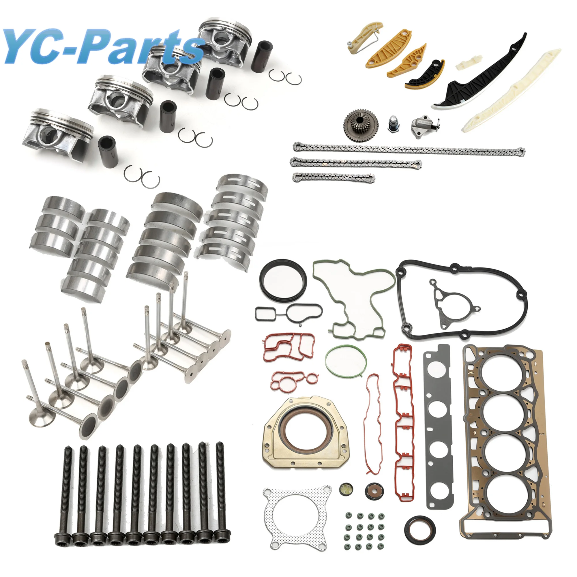 EA888 MK2 2.0T 23mm+0.5mm Piston Engine Overhaul Package Set for VW Beetle CC Golf Eos Transporter AUDI A4 A6 Q5 TT SEAT SKODA