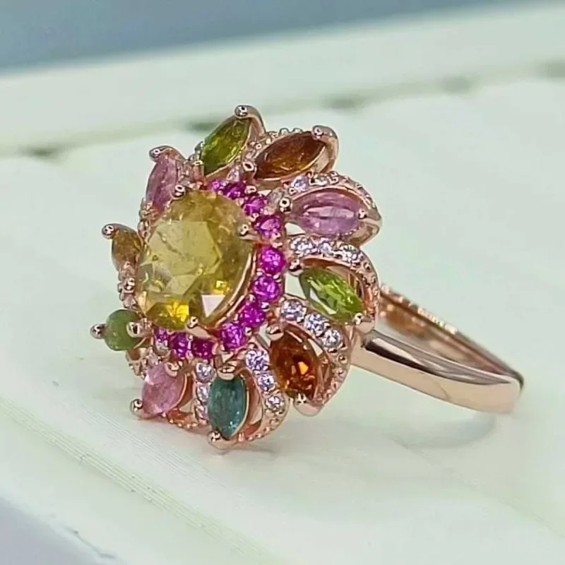 SACE GEMS New Arrival Trend 925 Sterling Silver Tourmaline Gemstone Rings for Women Engagement Cocktail Party Fine Jewelry Gift