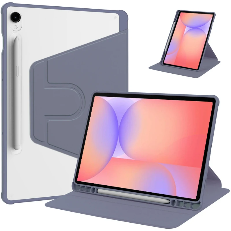 

Чехол Funda для Samsung Galaxy Tab S10 Lite с держателем для ручки, вращающийся на 360 градусов акриловый прозрачный жесткий планшет для Galaxy Tab S10 Lite, чехол