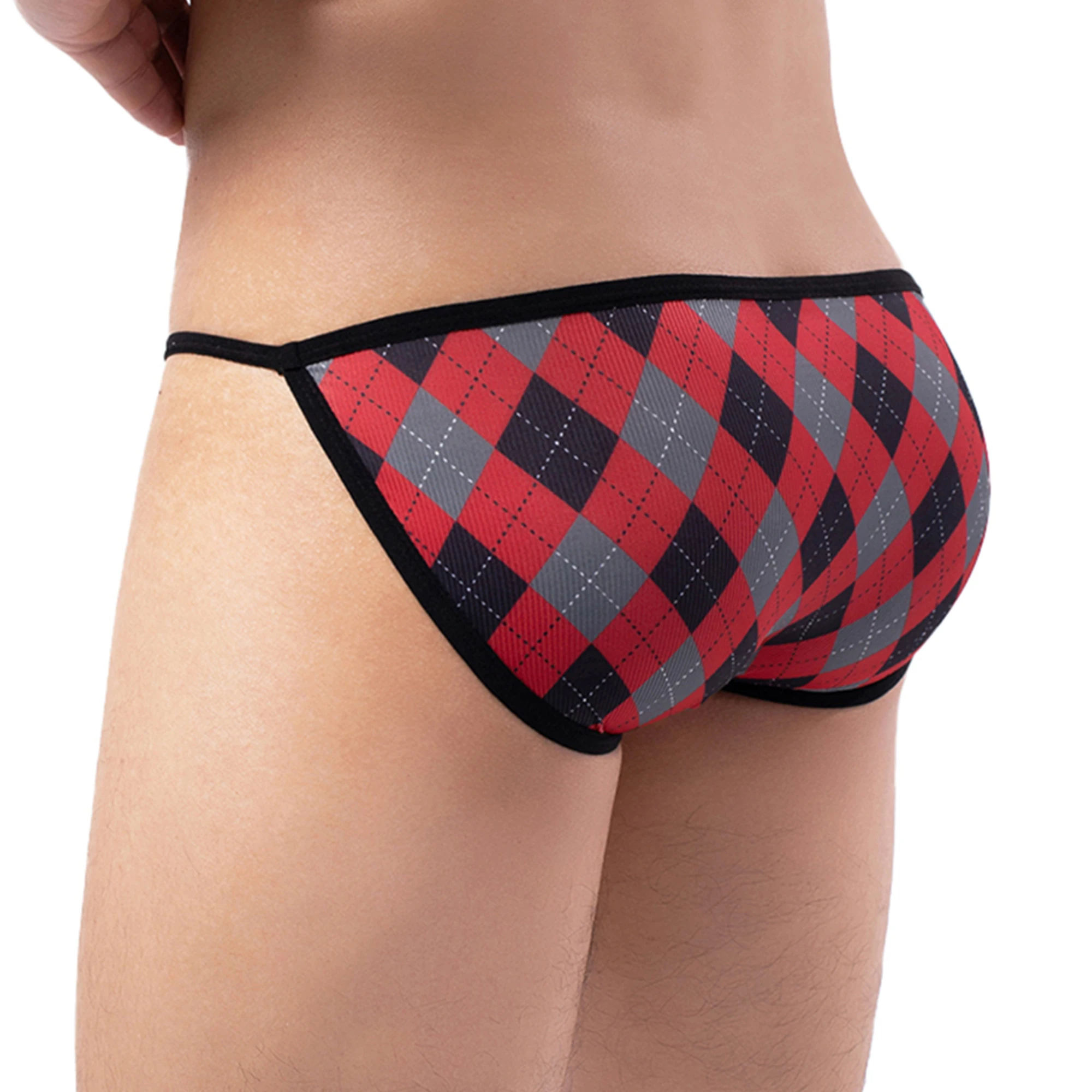 

Sexy Plaid Print Male Lingerie Bulge Pouch Comfortable Men Breathable Briefs Underwear Low Rise Panties Soft Jockstrap Underpant