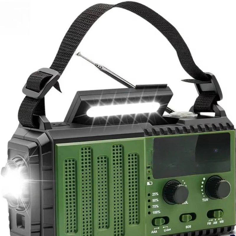 

10000 mAh Portable Outdoor Broadcasting AM FM Short Wave Multi-purpose LightCrank Weather Solar Emergency Radio