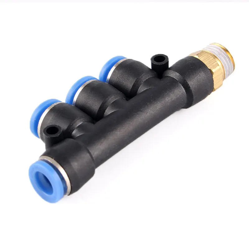 Trachea Quick Connector PKB Threaded 5-way 4 6 8 10mm Quick-plug 1/2/3 Points for Air/Water Tube-Pneumatic Connector Push In Fit