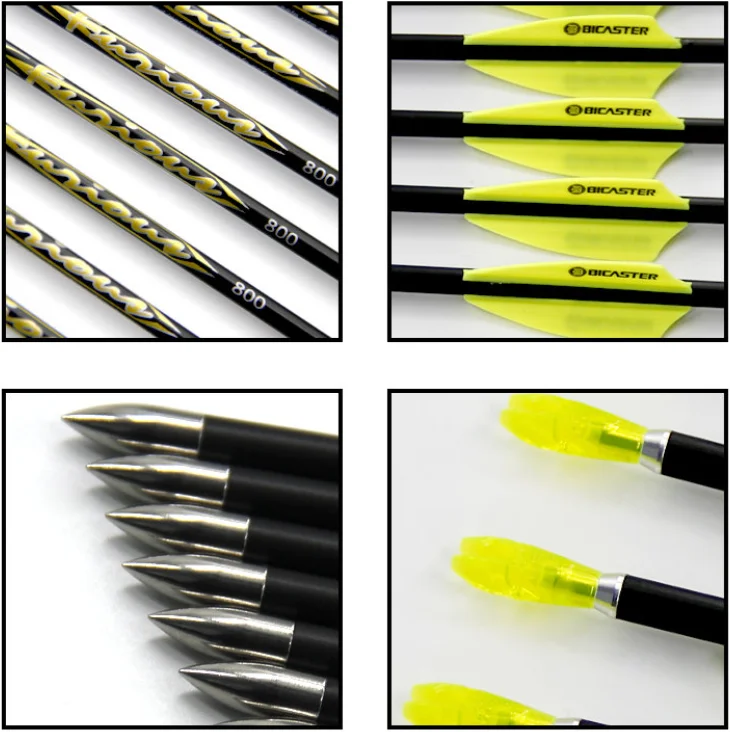 With Anti‑Strike Tail ID4.2mm Pure Carbon Arrow Spine 400 500 600 700 800 12Pcs 30/32Inch For Recurve Bow Competition Arrow