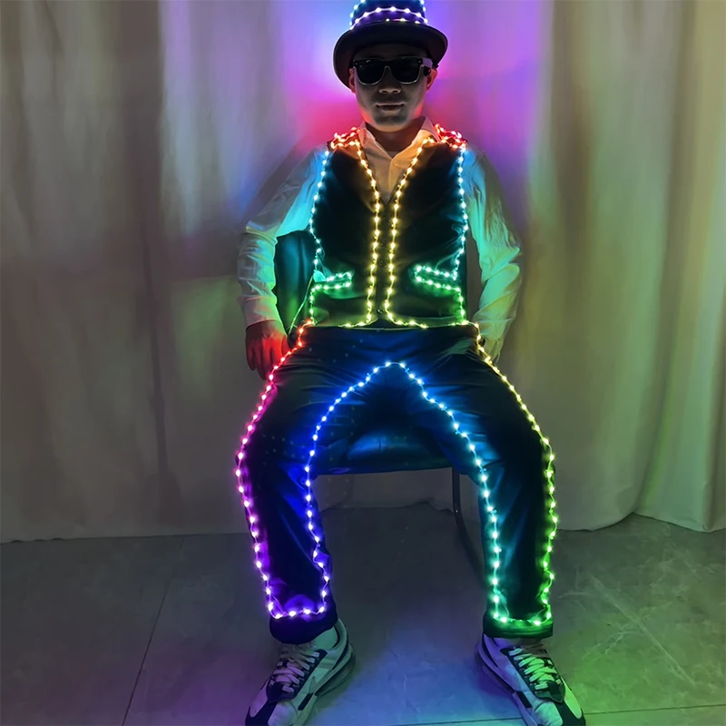 

Cool LED Glowing Pants Men Luminous LED Pants USB Charging Hiphop Dance Show Wear Stage Performance Coustume