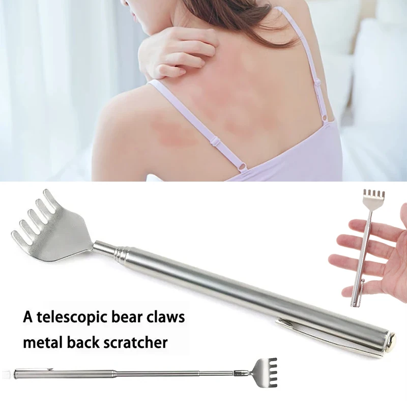 

Practical Telescopic Pocket Scratching Massage Kit Stainless Steel Scratcher Handy Pen Clip Back Scratcher Relax Back Massager