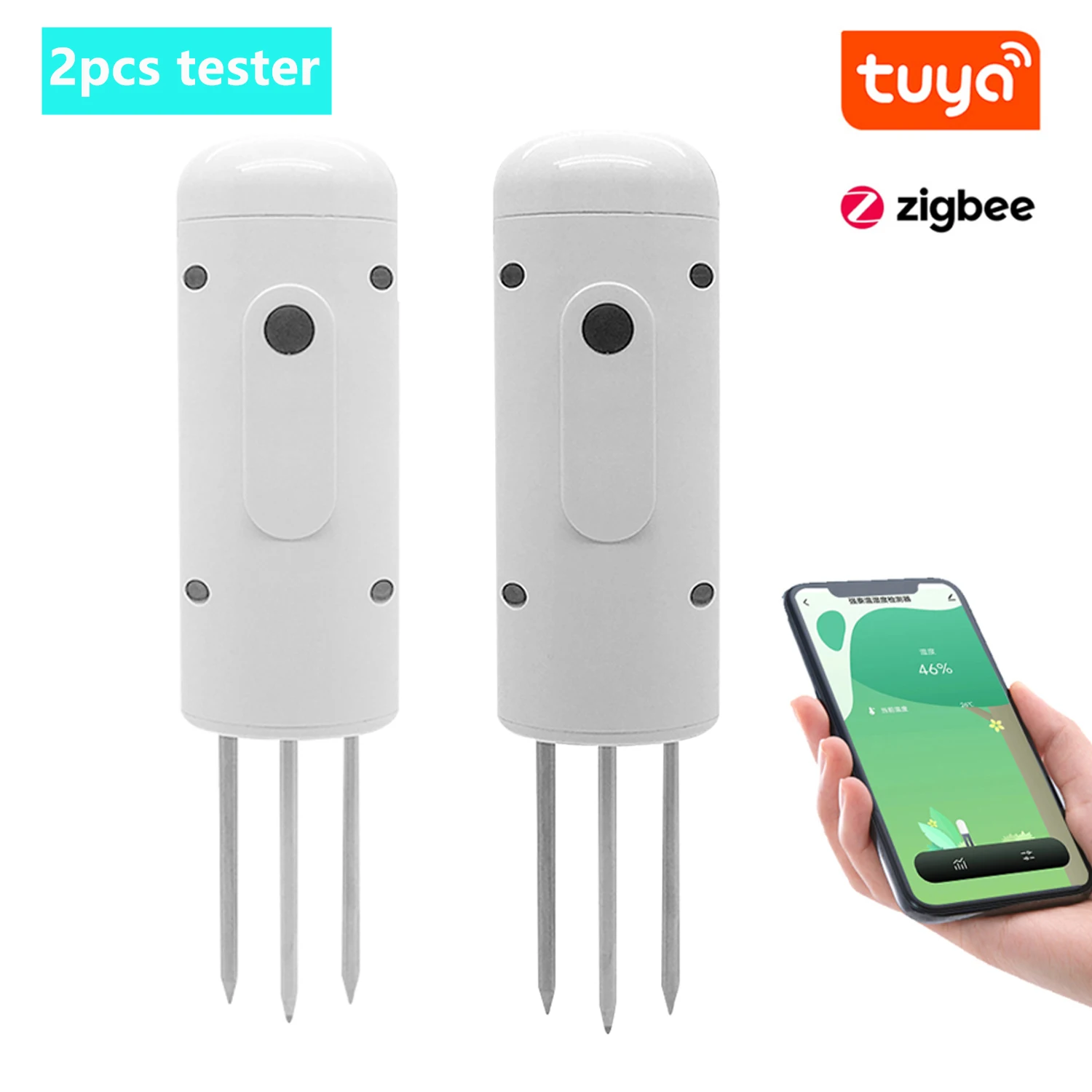 Tuya Zigbee Draadloze bodem Intelligente temperatuur-vochtigheidstester Mobilephone APP Real Time IP67 voor tuinlandbouwgrondbeplanting