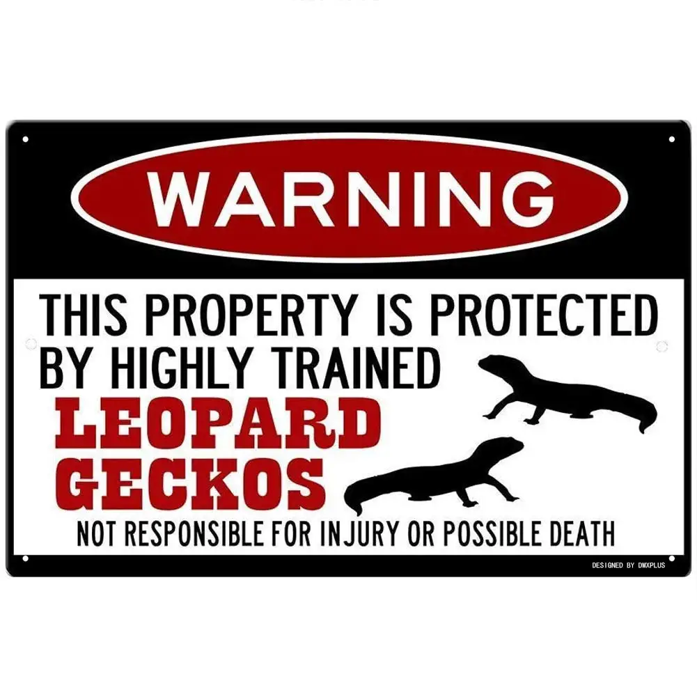 Keviewly Leopard Geckos Sign,Funny Metal Signs,Leopard Gecko Gift,Gecko Accessories,Lizard Warning Sign,Pet Gift Aluminum M sign