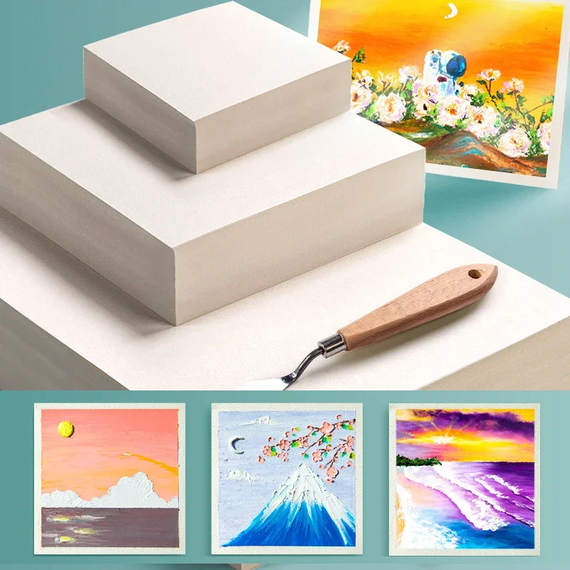 50pcs Square Oil Painting Stick Special Paper 200g Art Graffiti Practice Blank Picture Soft Crayon Color Lead Art Sketch Paper