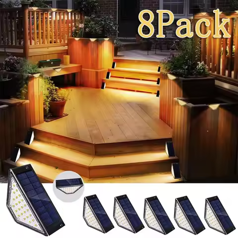 1~8PCS Solar Deck Lights Fence Lights Outdoor Step Lights Waterproof Solar Lamps for Railing Stairs Fence Yard Patio and Pathway