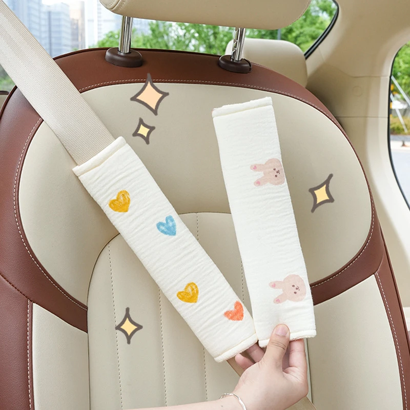 Car shoulder strap Cartoon Bear Rabbit seat belt shoulder strap cover advanced cotton yarn comfort car seat belt shoulder strap